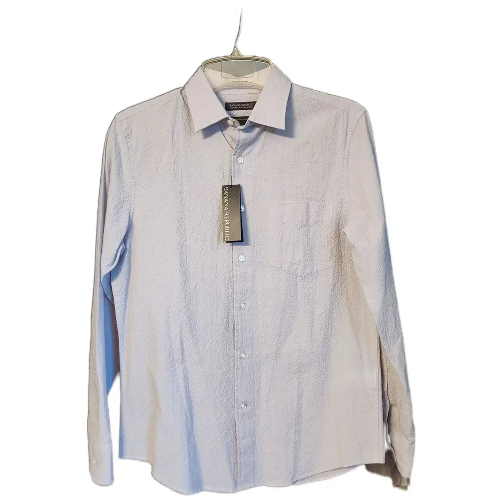 Banana Republic Men's Textured Organic Button-Down Shirt Small